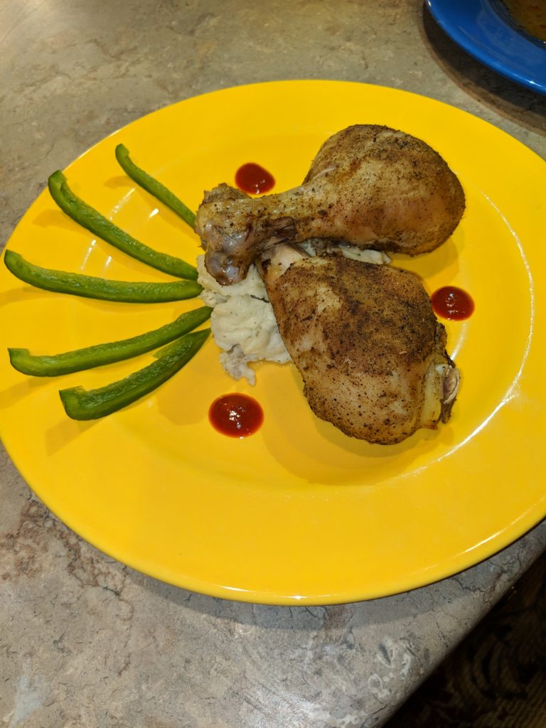 Roasted chicken and garlic mashed
